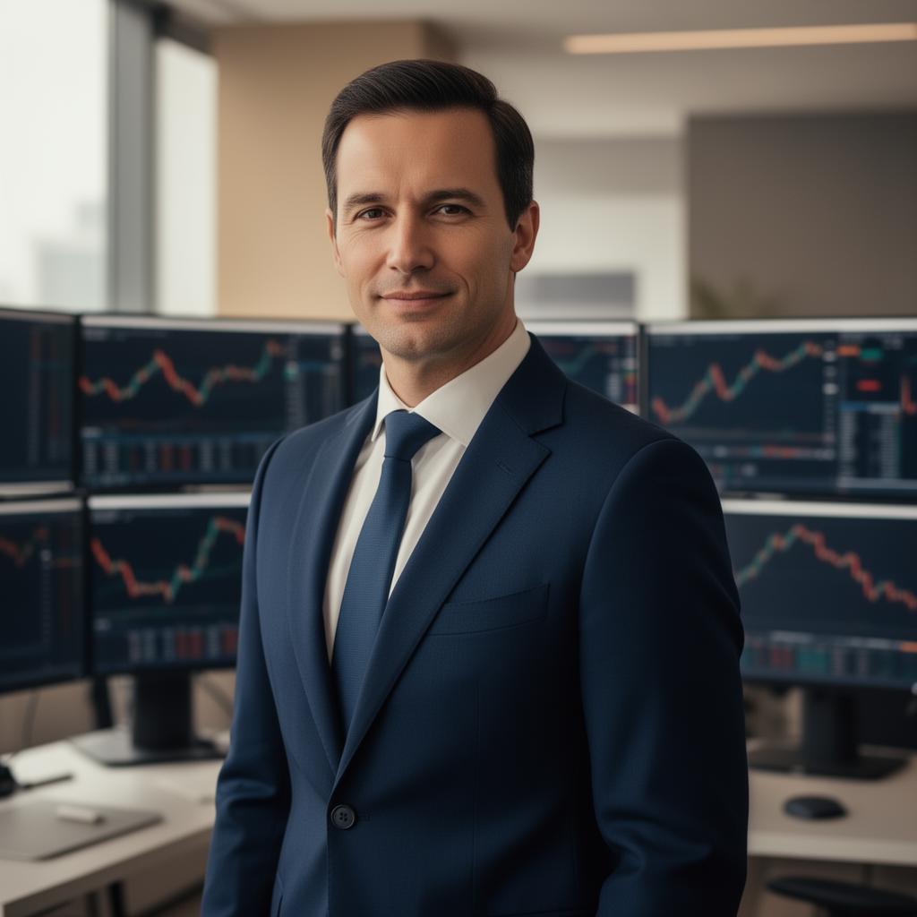 Professional forex portfolio manager in a trading office